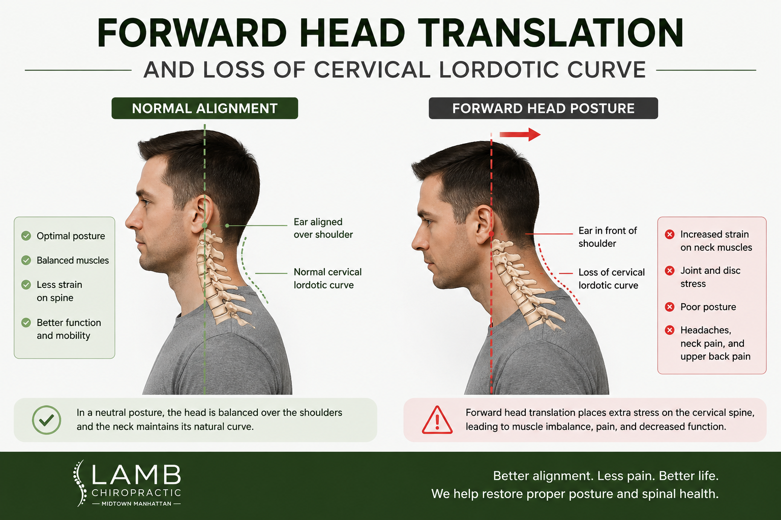 forward head translation postural infographic